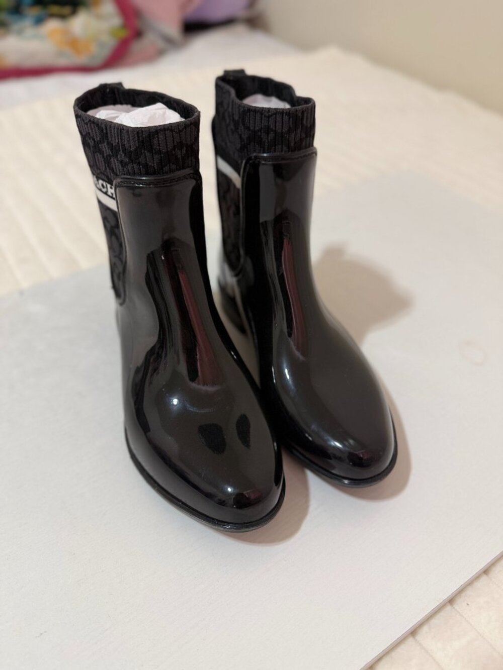 Coach Signature Black Rain Boots Women’s Size 6